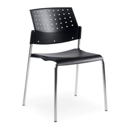Gec Global Armless Stacking Chair - Plastic - Black - Sonic Series 6508CH-BK/BK